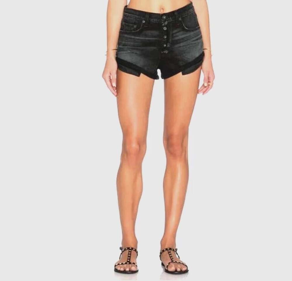 Rag & Bone Marilyn Fly Short Size 26 Black Denim Jean Shorts